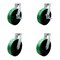 Service Caster 12'' Heavy Duty Green Poly on Cast Iron Caster Set 4 Swivel Locks 2 Brakes, 4PK CRAN-KP92S1230-PUR-GB-SLB-BSL2BSL-2 - alternate 1